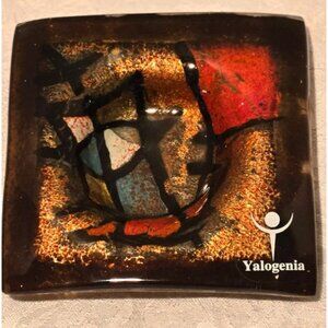 Yalogenia Murano glass  sm like new  trinkets or ashtray. Brown with other color